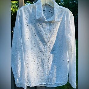 Zara white eyelet shirt